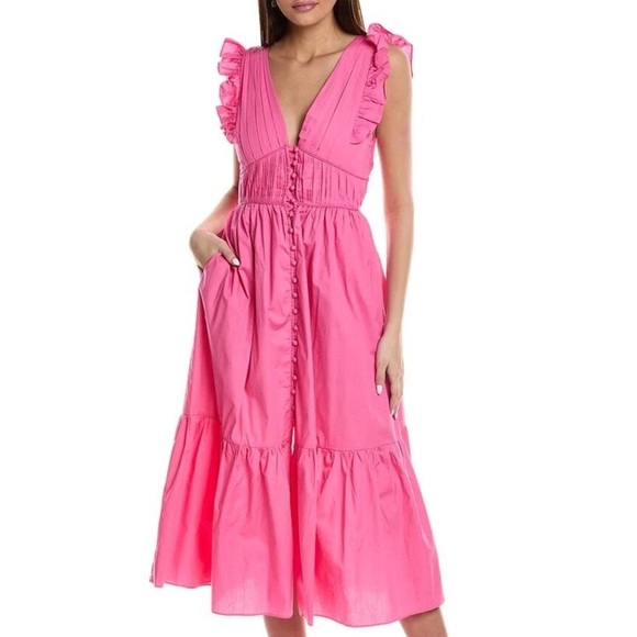 Pink Ruffled Maxi Dress - Picture 1 of 9